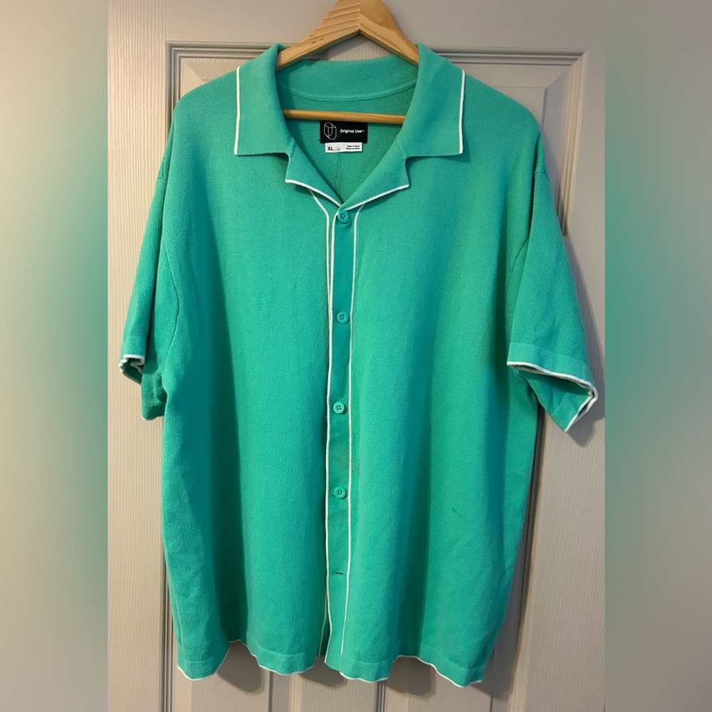 Men's Teal Polo with White Trim